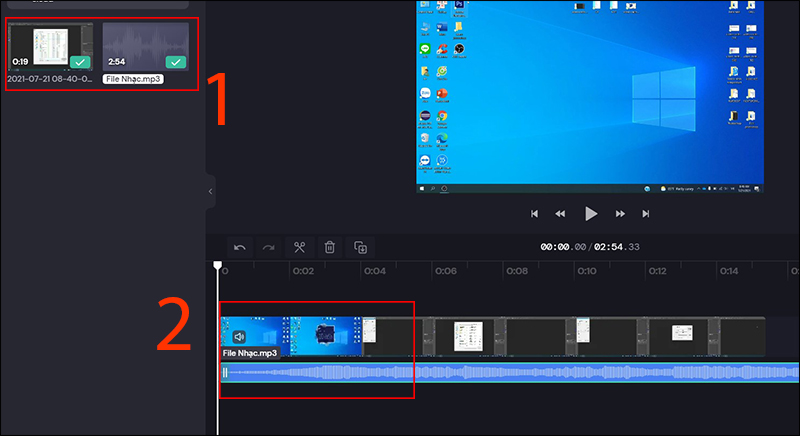 K&eacute;o video v&agrave; nhạc v&agrave;o timeline